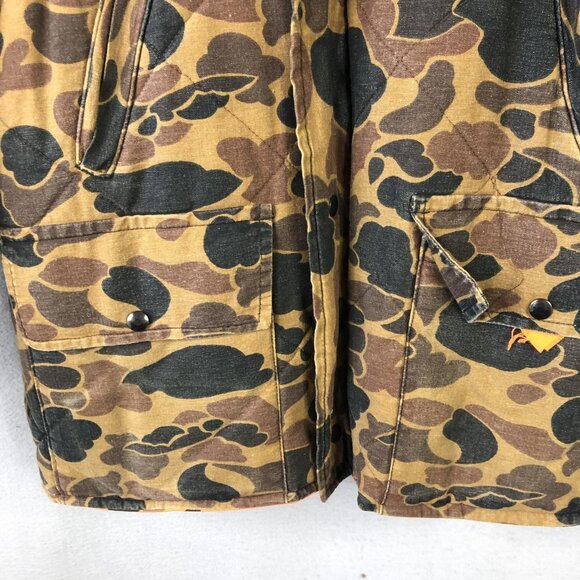 Reversible Hunting Jacket Mens Large Camo Blaze Orange Quilted Pockets Insulated - Picture 9 of 16